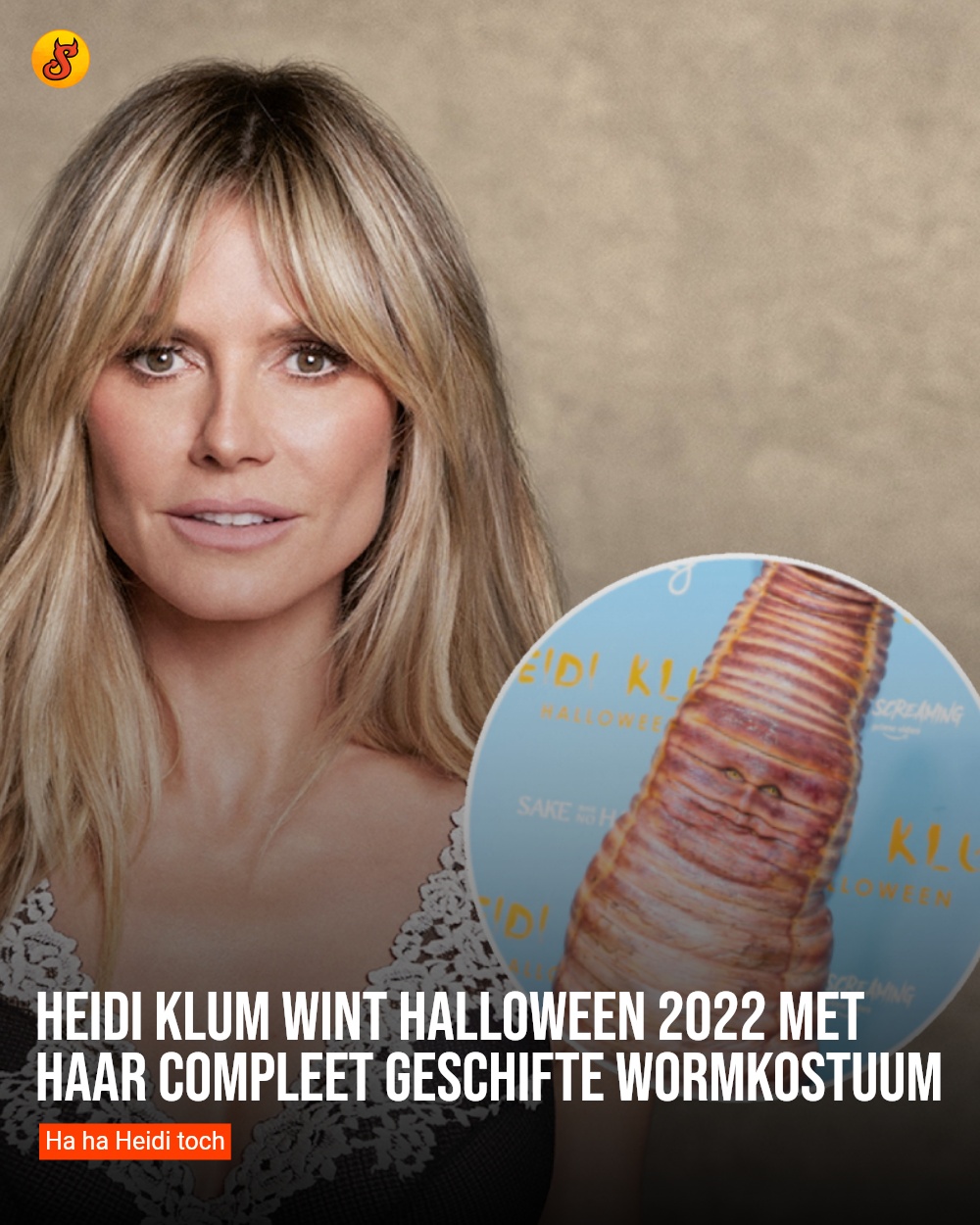 Heidi Klum wint Halloween 2022 met haar compleet geschifte wormkostuum