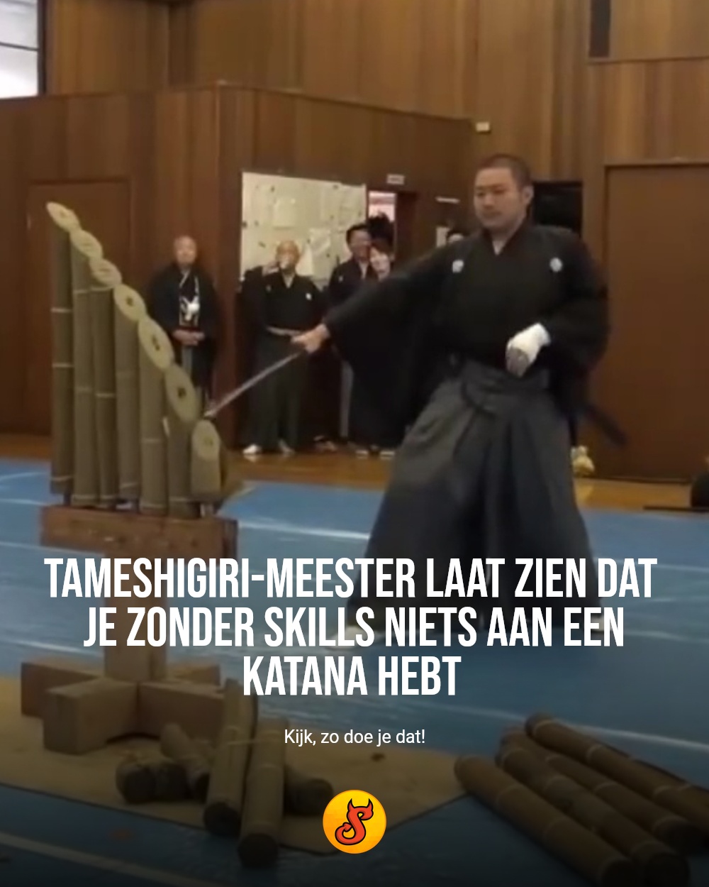Tameshigiri-meester laat zien dat je zonder skills niets aan een katana hebt