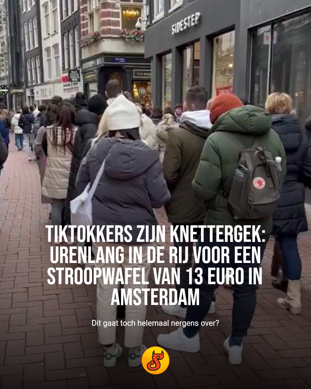 TikTokkers zijn knettergek: urenlang in de rij voor een stroopwafel van 13 euro in Amsterdam