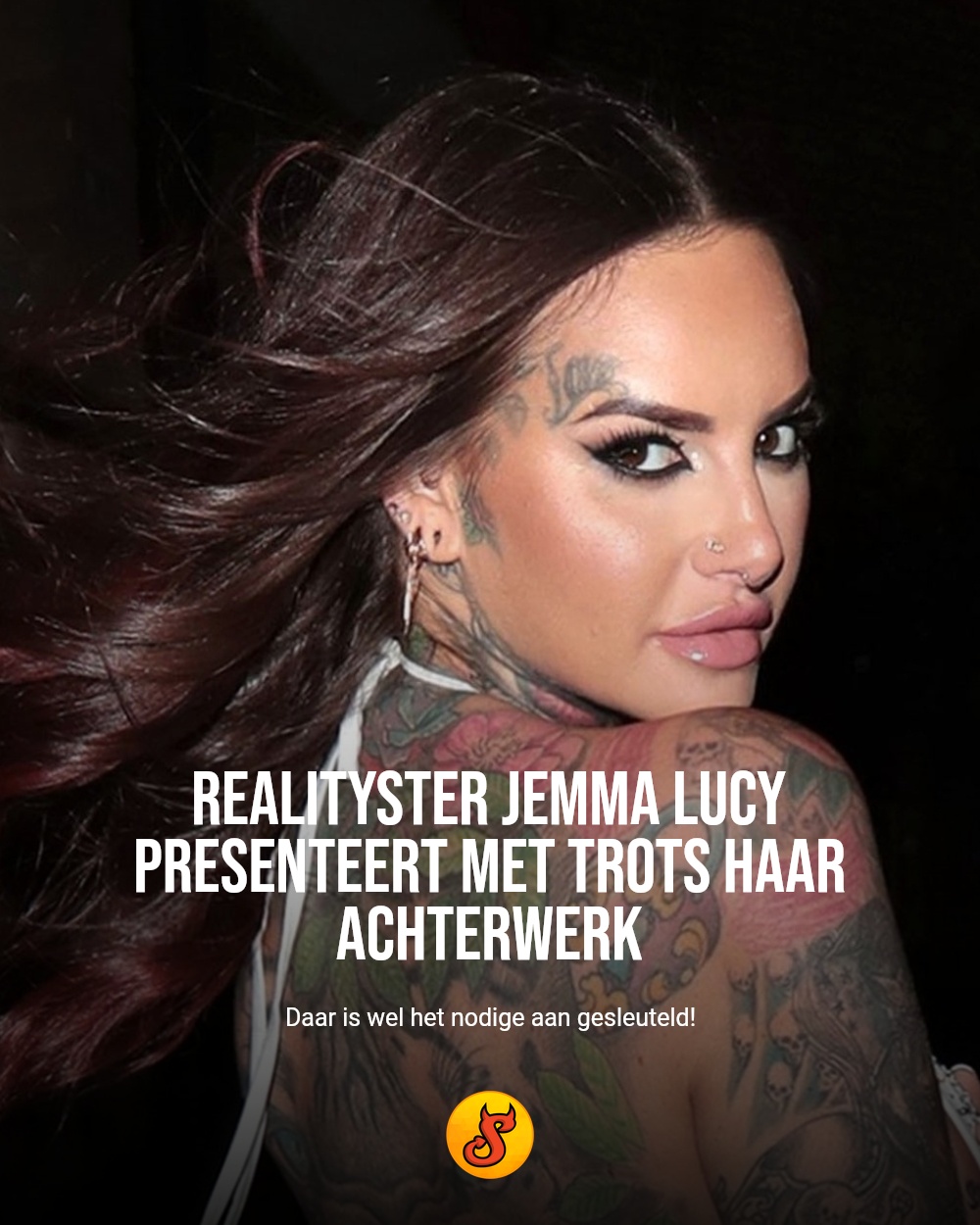 Realityster Jemma Lucy presenteert met trots haar achterwerk