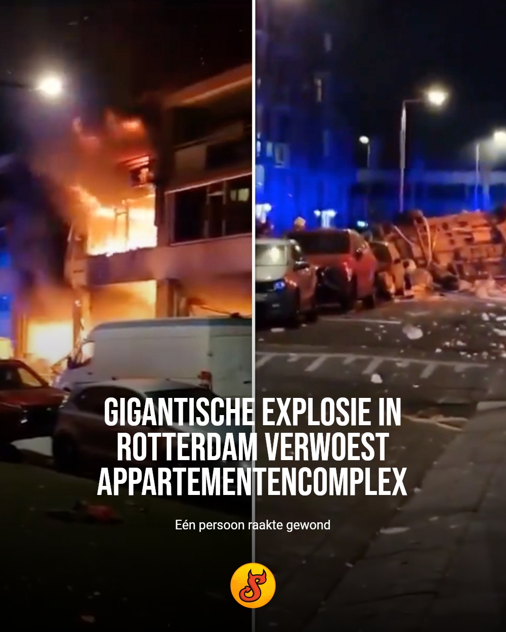 Gigantische explosie in Rotterdam verwoest appartementencomplex