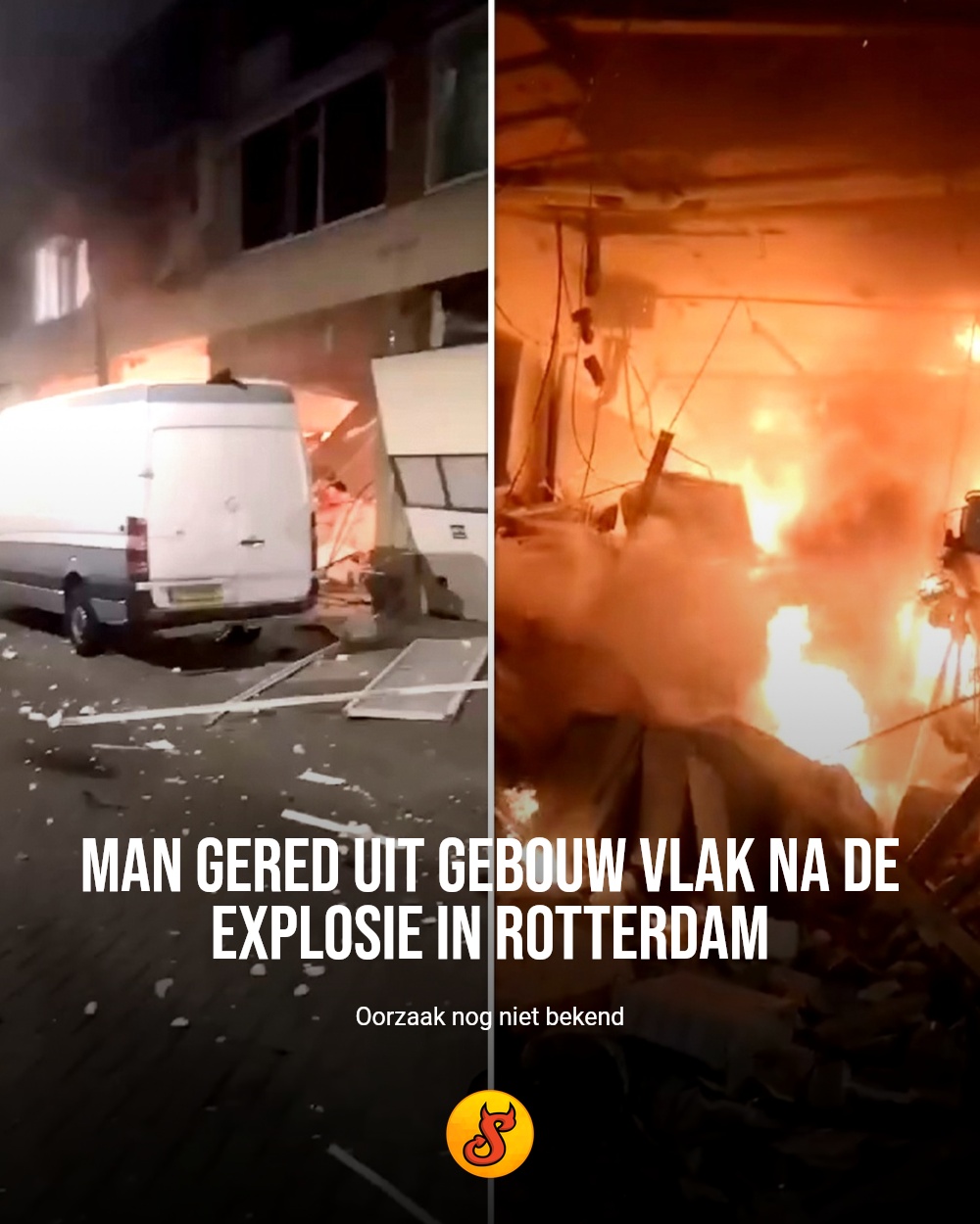 Man gered uit gebouw vlak na de explosie in Rotterdam