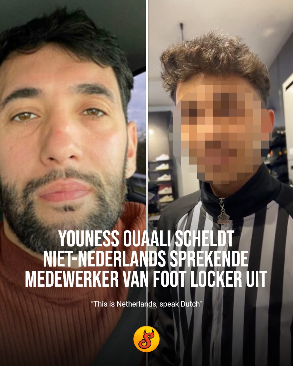Youness Ouaali scheldt niet-Nederlands sprekende medewerker van Foot Locker uit