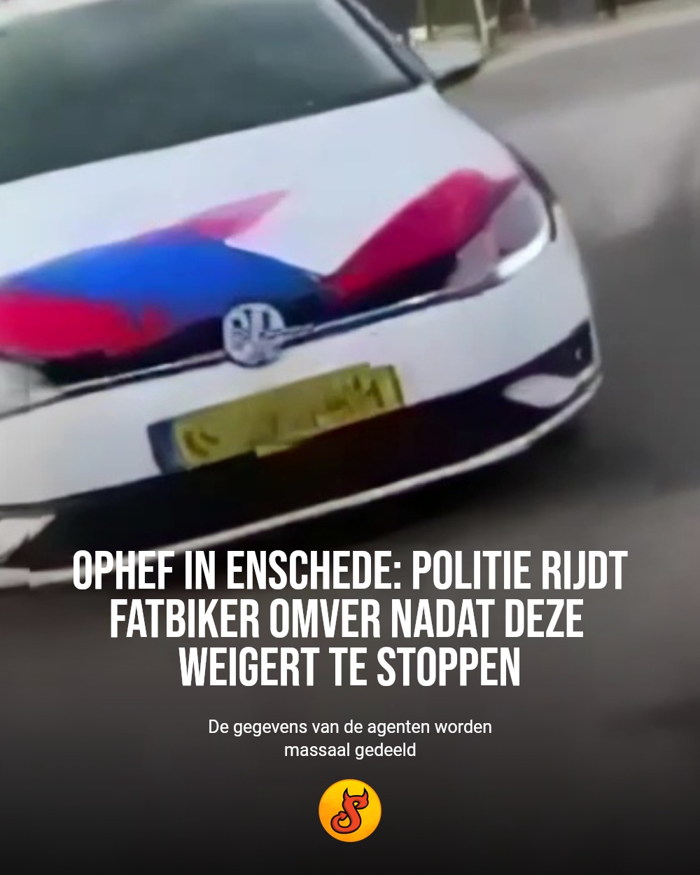 Ophef in Enschede: politie rijdt fatbiker omver nadat deze weigert te stoppen
