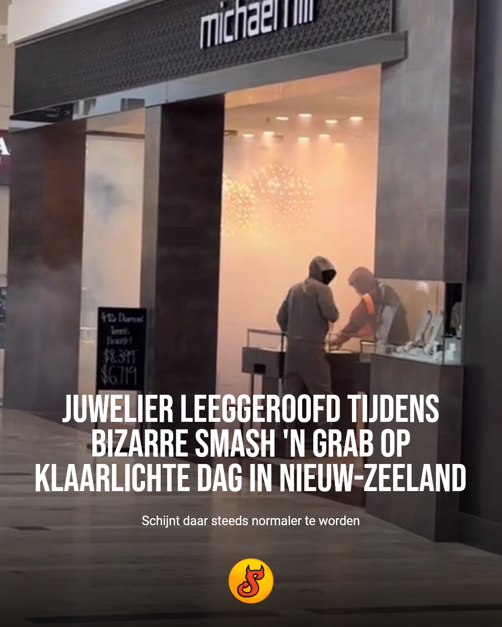 Juwelier leeggeroofd tijdens bizarre smash 'n grab op klaarlichte dag in Nieuw-Zeeland