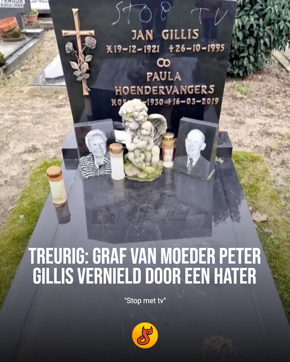 Treurig: graf van moeder Peter Gillis vernield door een hater