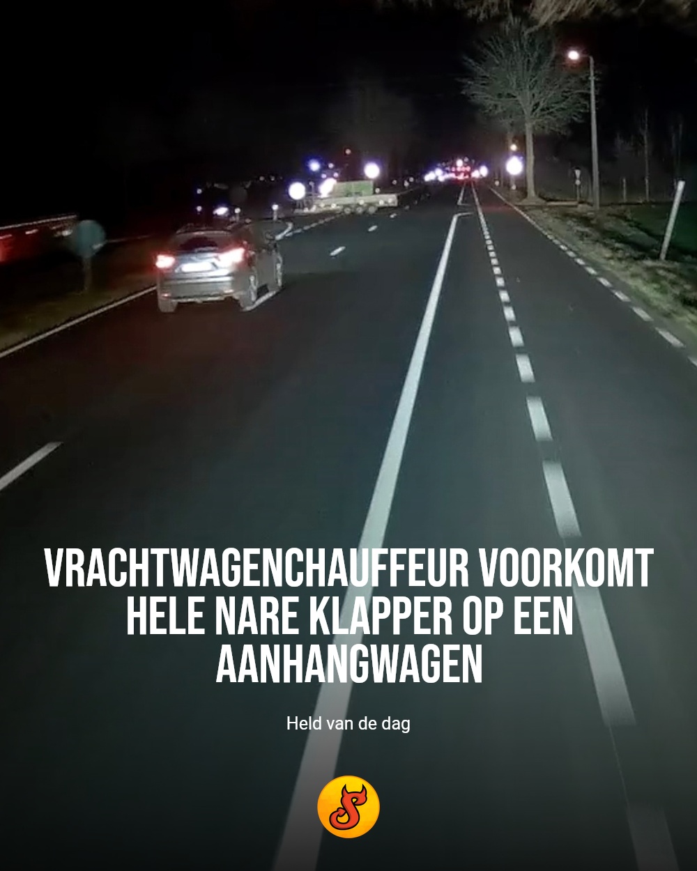 Vrachtwagenchauffeur voorkomt hele nare klapper op een aanhangwagen