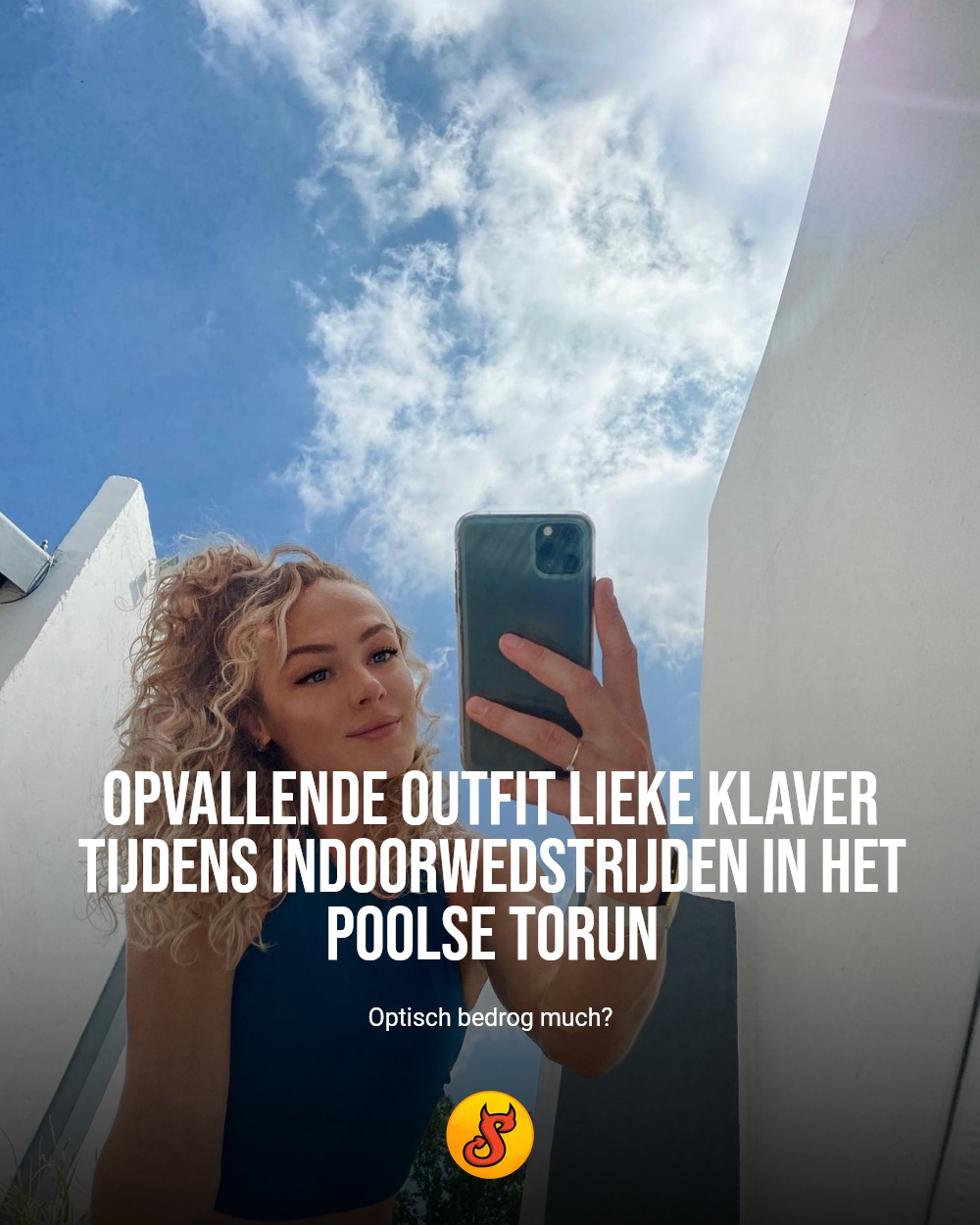 Opvallende outfit Lieke Klaver tijdens indoorwedstrijden in het Poolse Torun