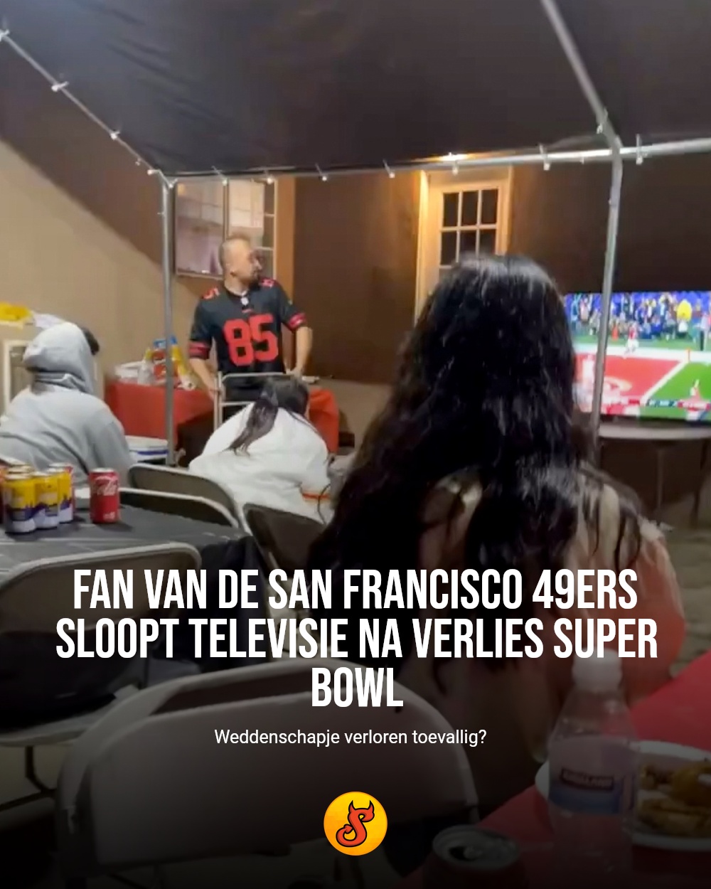 Fan van de San Francisco 49ers sloopt televisie na verlies Super Bowl