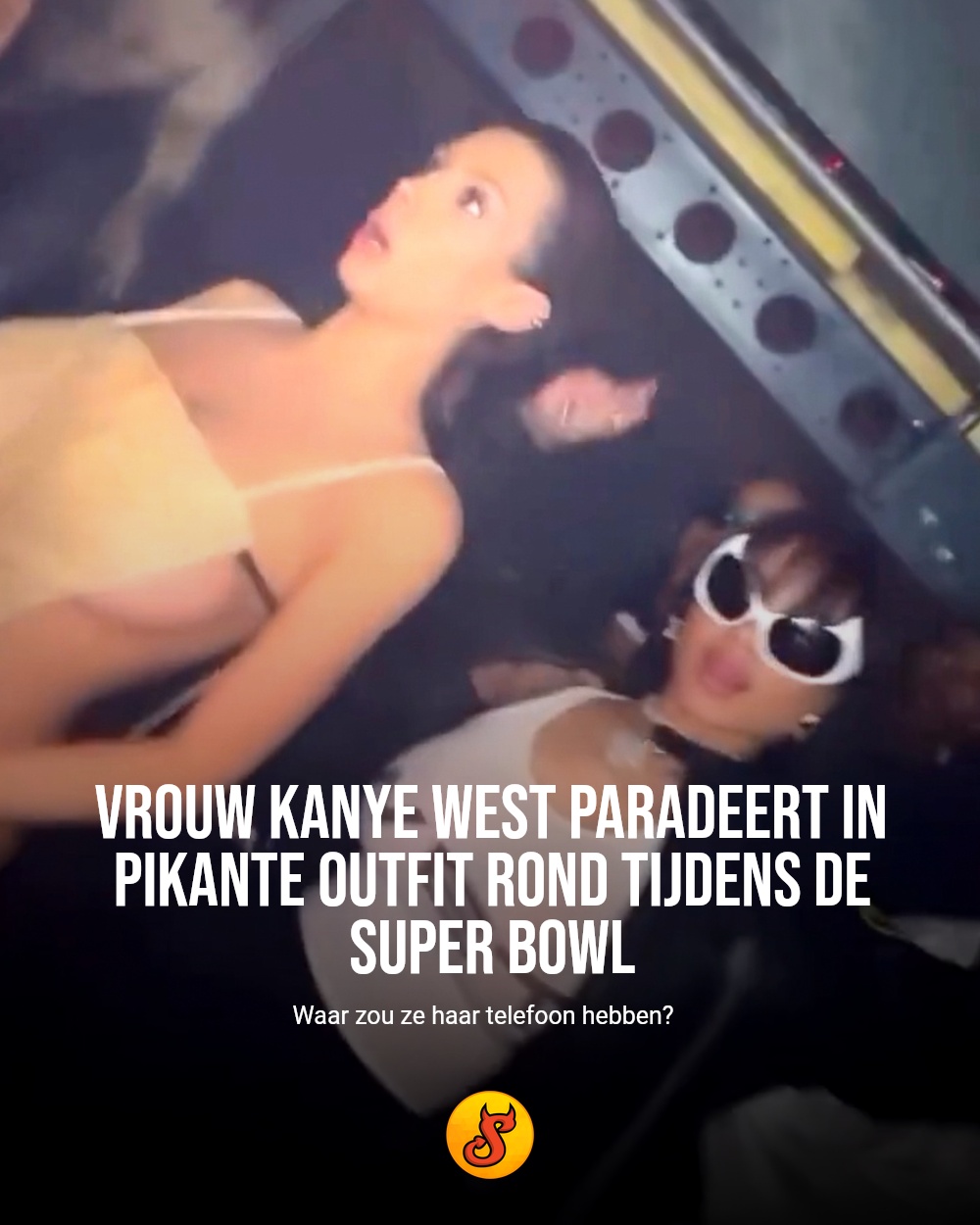 Vrouw Kanye West paradeert in pikante outfit rond tijdens de Super Bowl
