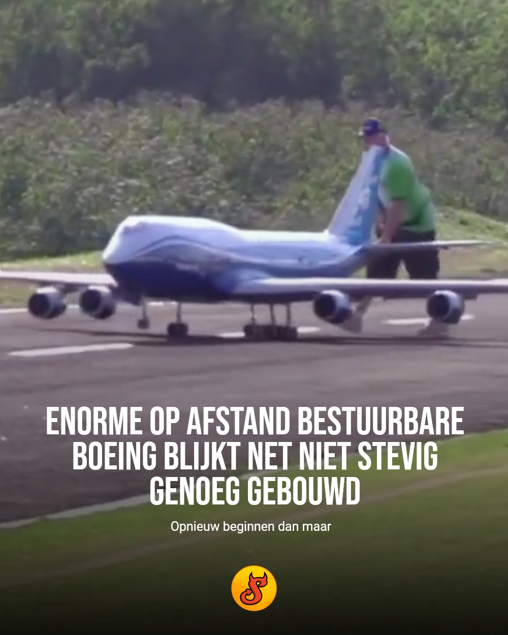 Enorme op afstand bestuurbare Boeing blijkt net niet stevig genoeg gebouwd