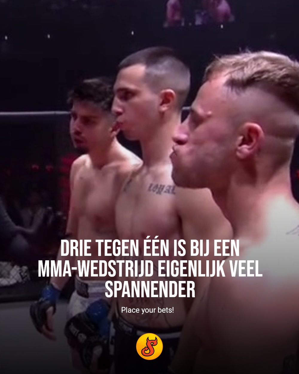 Drie tegen één is bij een MMA-wedstrijd eigenlijk veel spannender