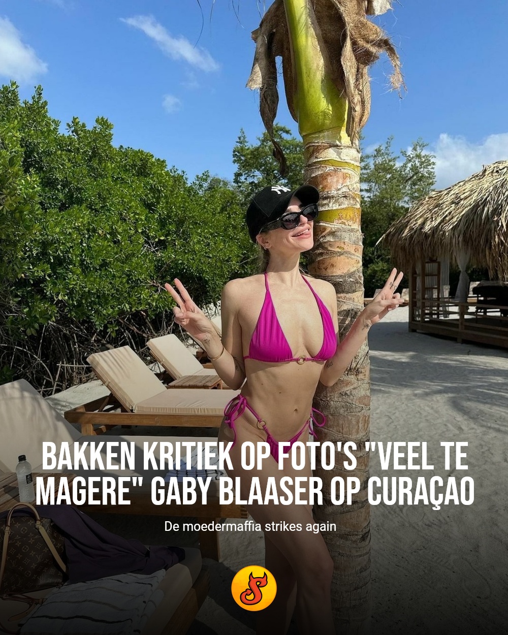 Bakken kritiek op foto's "veel te magere" Gaby Blaaser op Curaçao