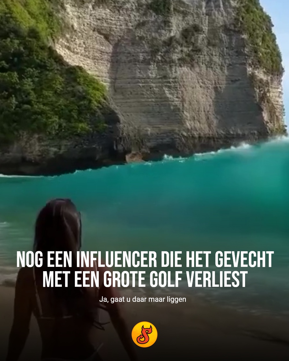 Nog een influencer die het gevecht met een grote golf verliest
