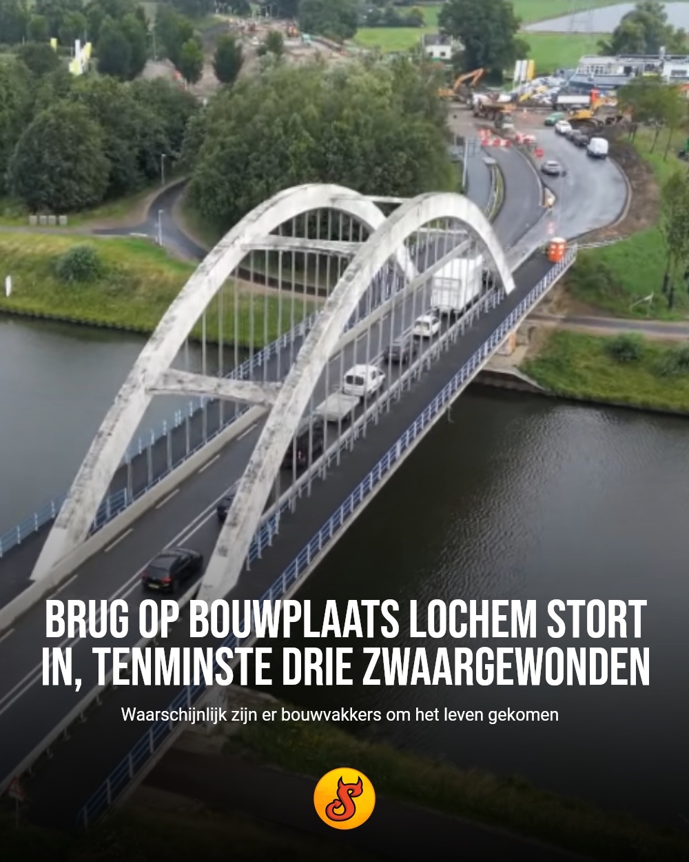 Brug op bouwplaats Lochem stort in, tenminste drie zwaargewonden