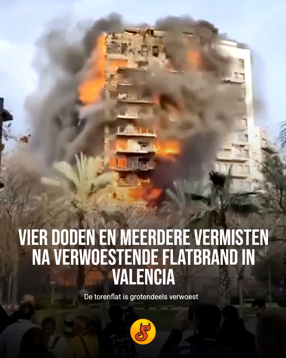 Vier doden en meerdere vermisten na verwoestende flatbrand in Valencia