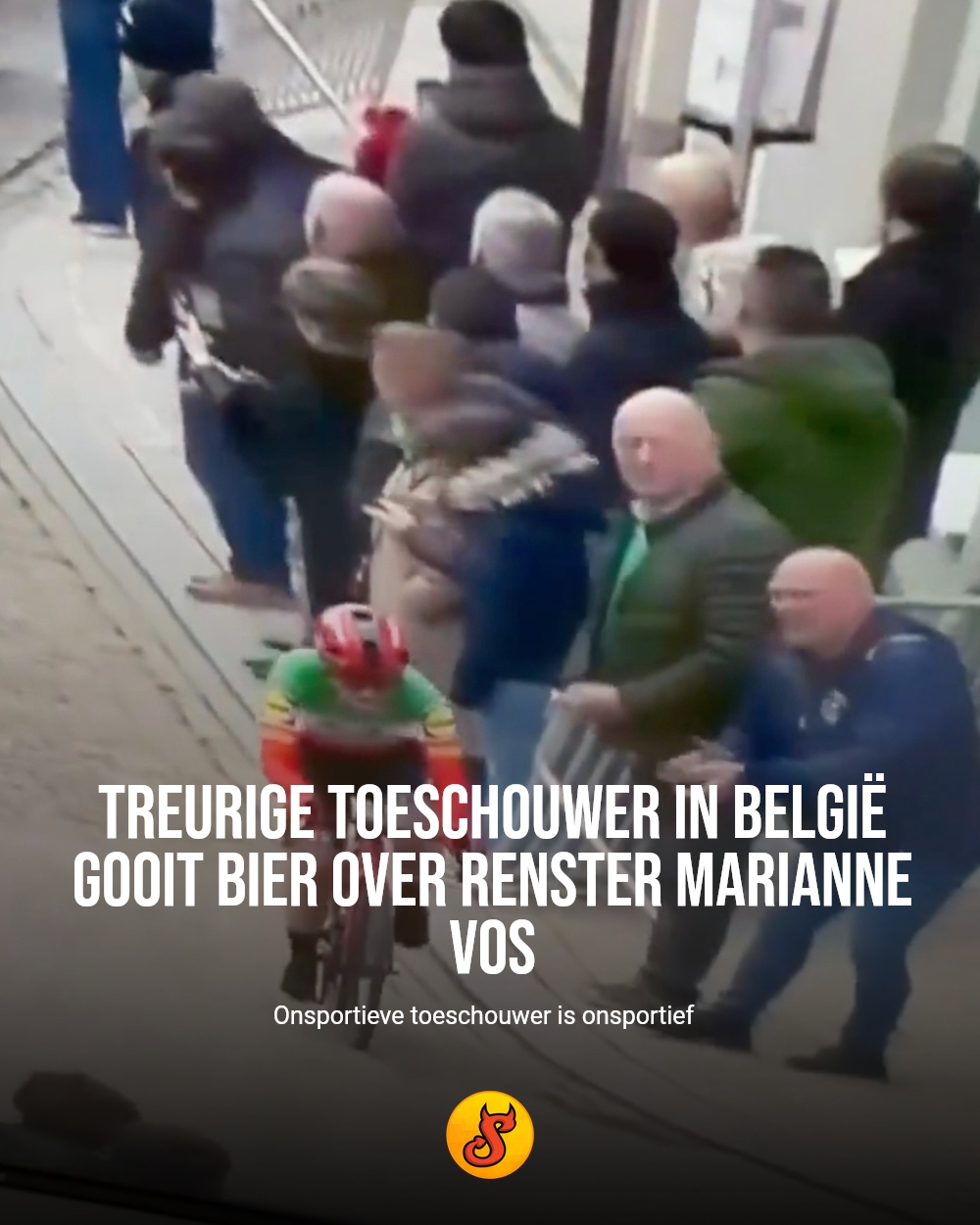 Treurige toeschouwer in België gooit bier over renster Marianne Vos