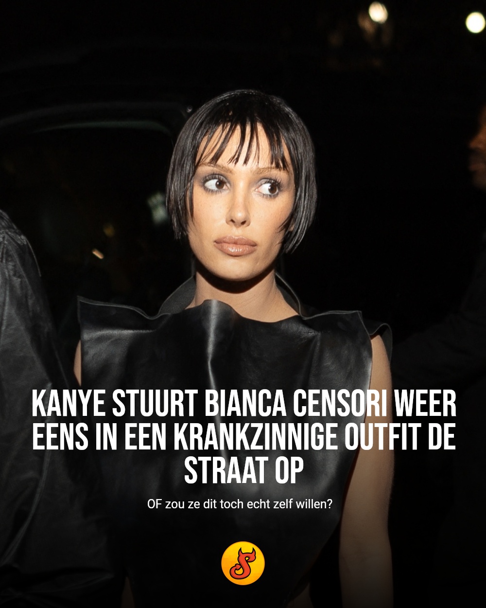 Kanye stuurt Bianca Censori weer eens in een krankzinnige outfit de straat op