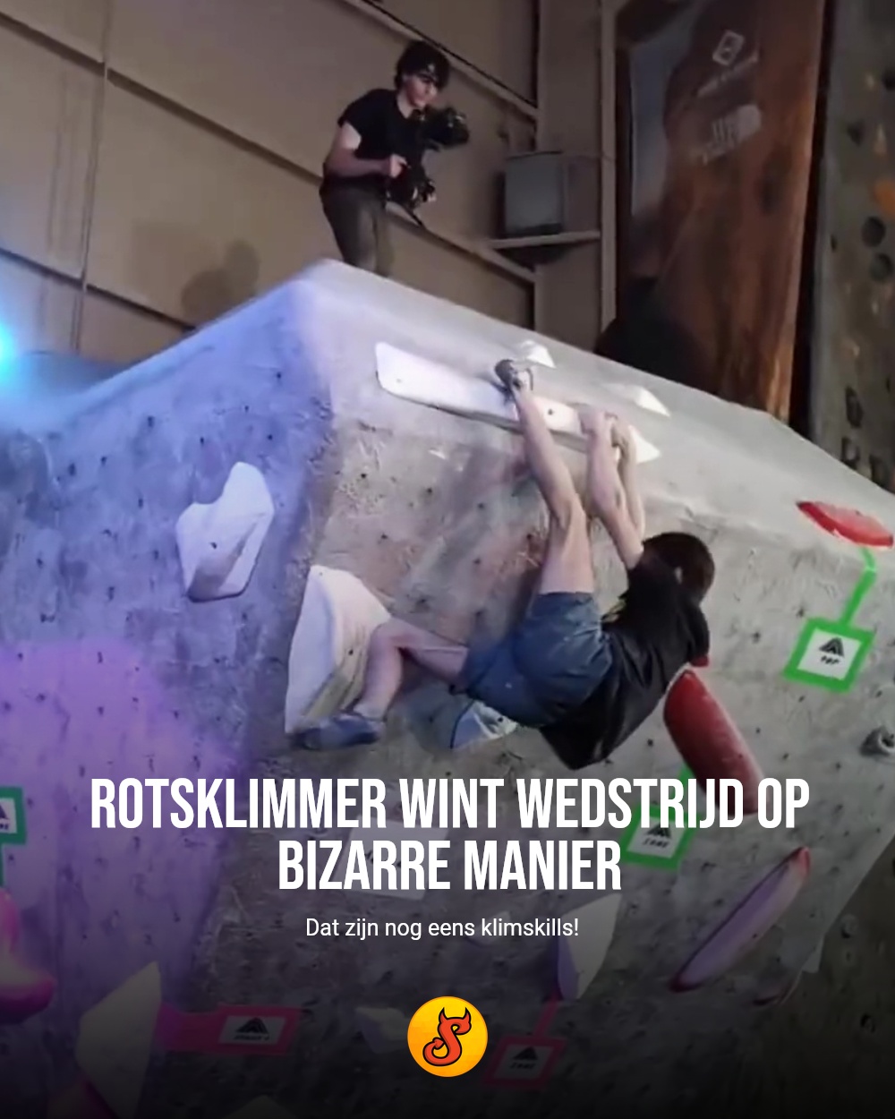 Rotsklimmer wint wedstrijd op bizarre manier