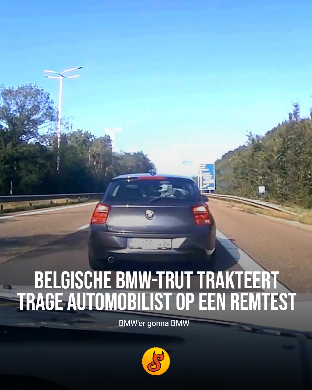 Belgische BMW-trut trakteert trage automobilist op een remtest