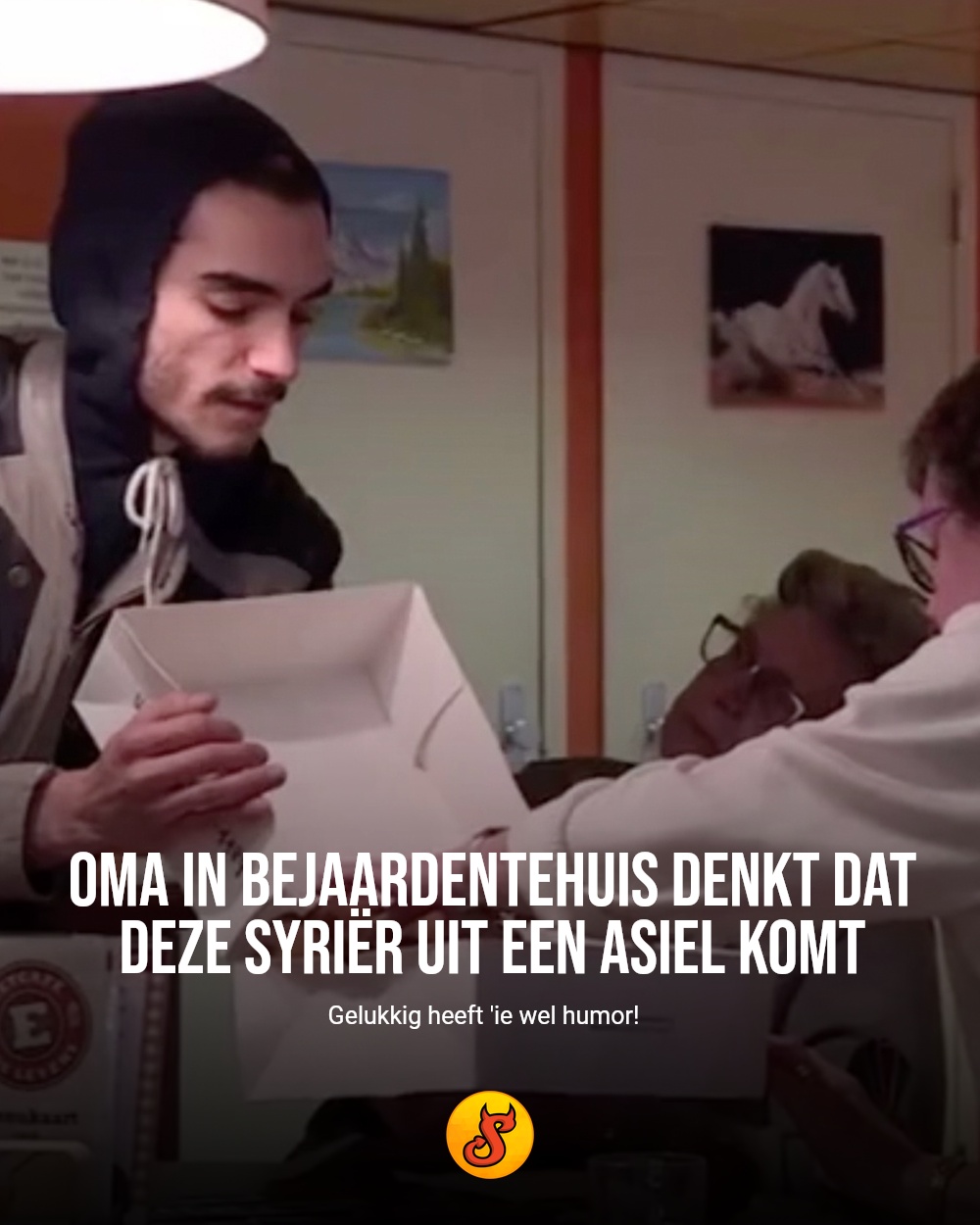 Oma in bejaardentehuis denkt dat deze Syriër uit een asiel komt