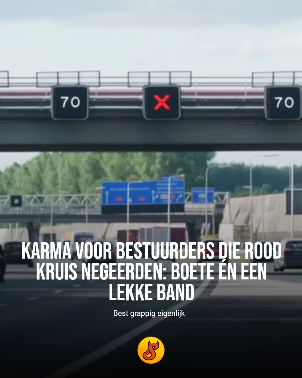 Karma voor bestuurders die rood kruis negeerden: boete én een lekke band