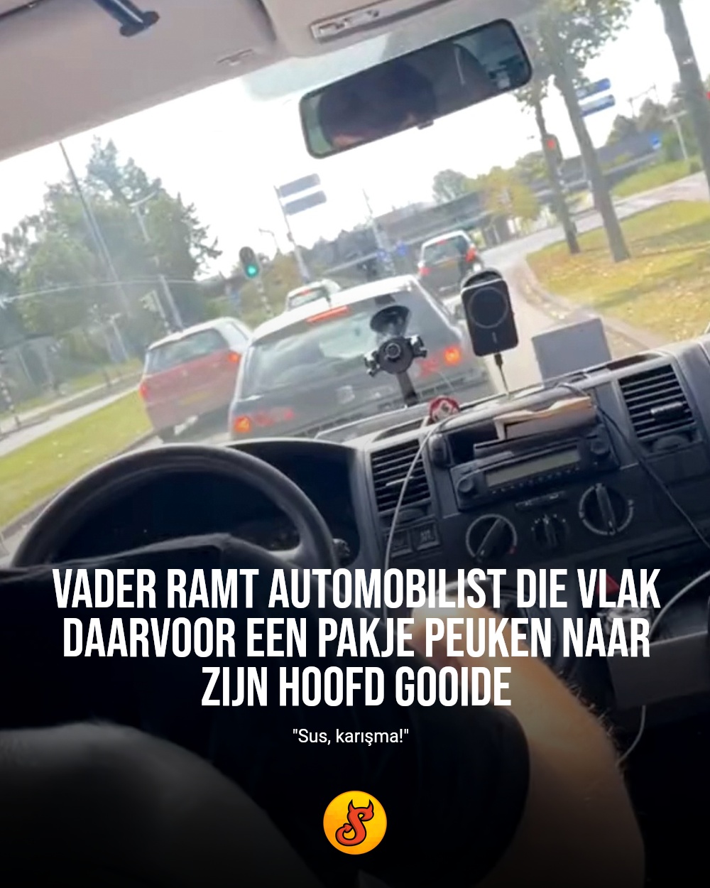 Vader ramt automobilist die vlak daarvoor een pakje peuken naar zijn hoofd gooide