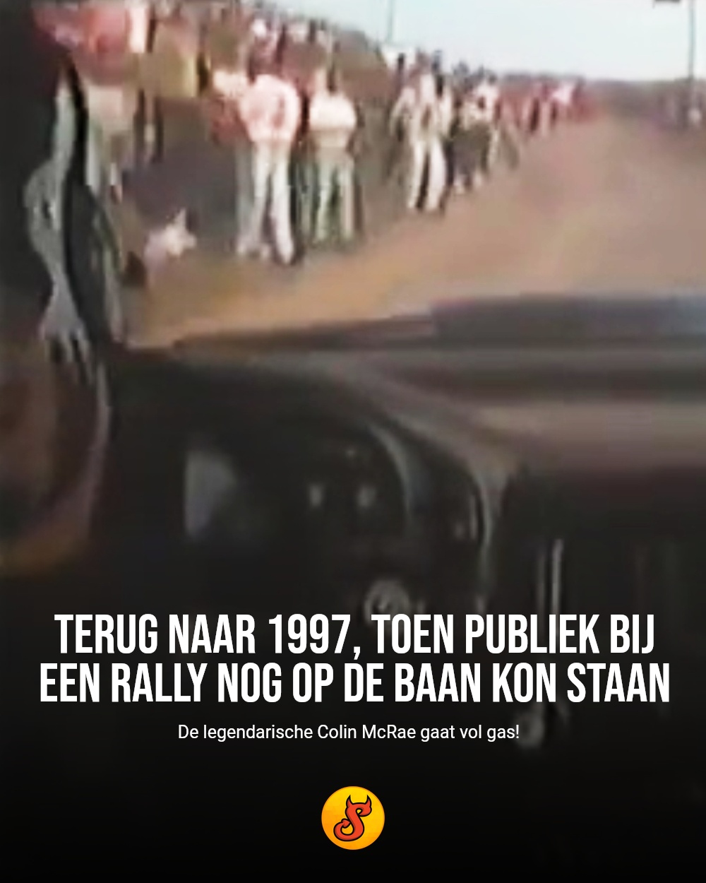 Terug naar 1997, toen publiek bij een rally nog op de baan kon staan