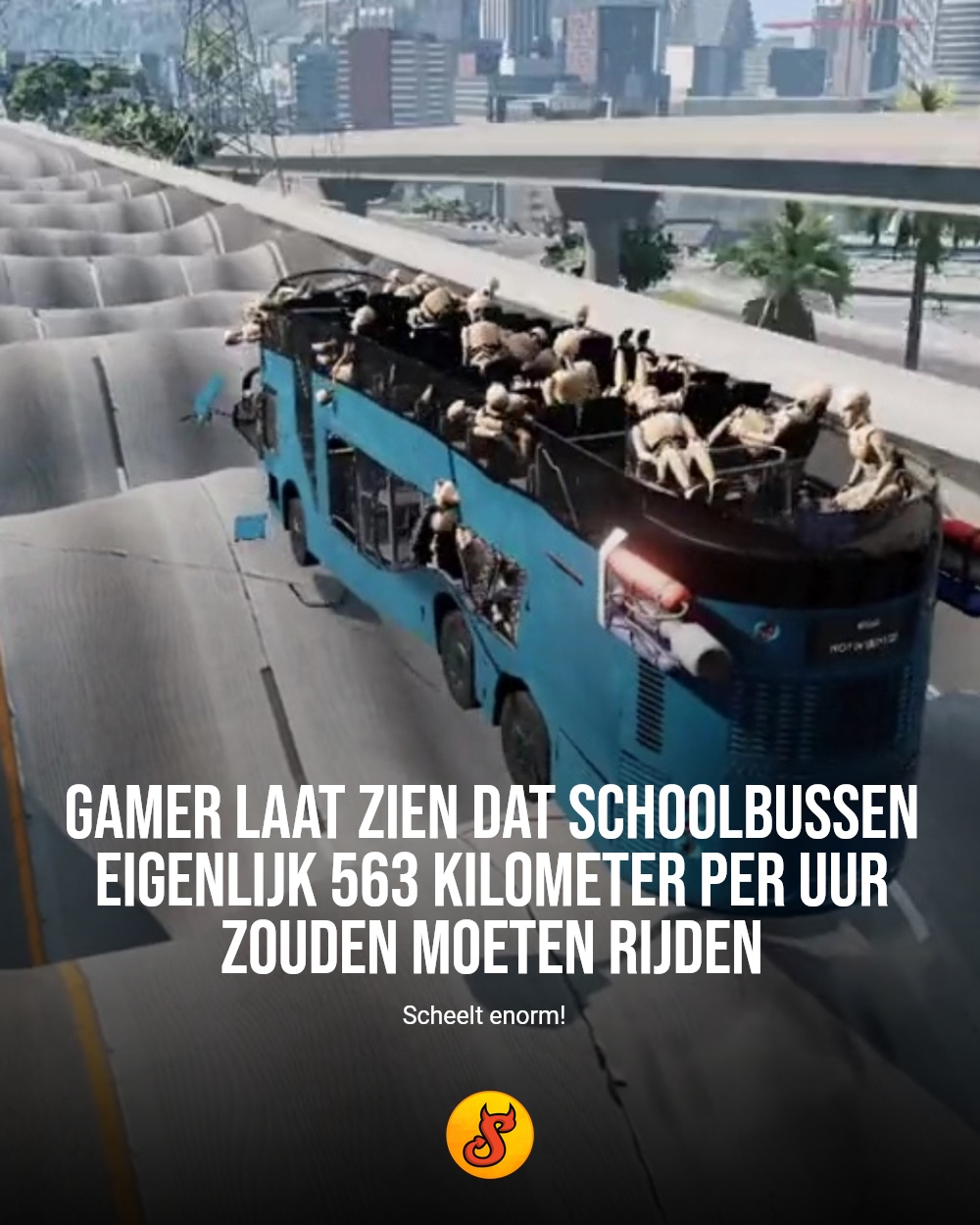 Gamer laat zien dat schoolbussen eigenlijk 563 kilometer per uur zouden moeten rijden