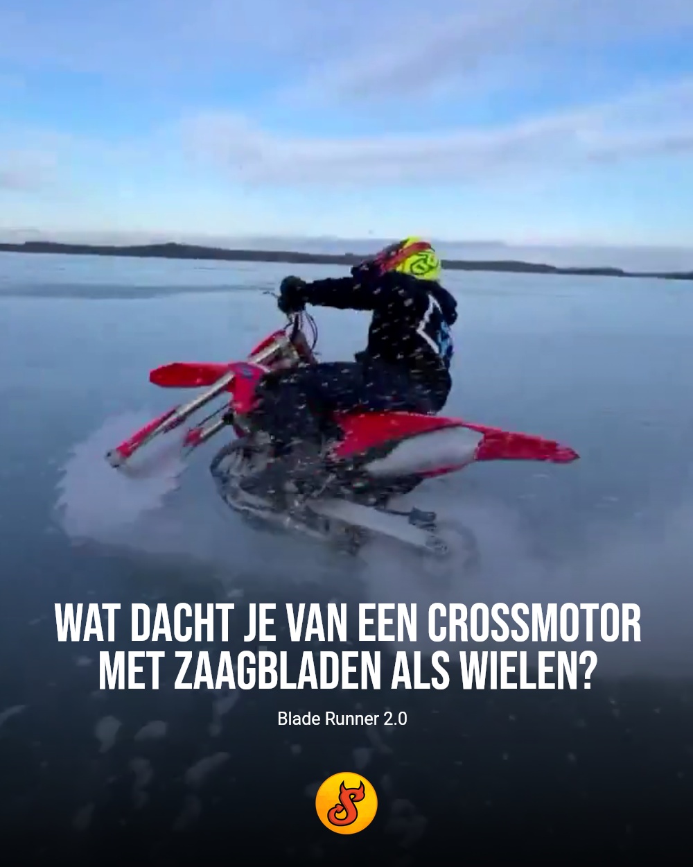 Wat dacht je van een crossmotor met zaagbladen als wielen?