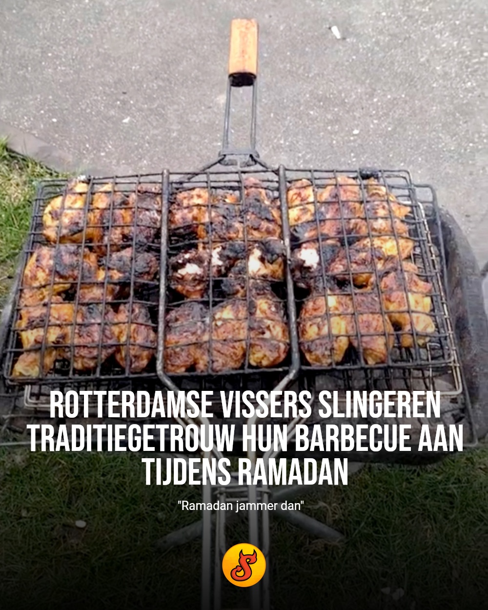 Rotterdamse vissers slingeren traditiegetrouw hun barbecue aan tijdens ramadan
