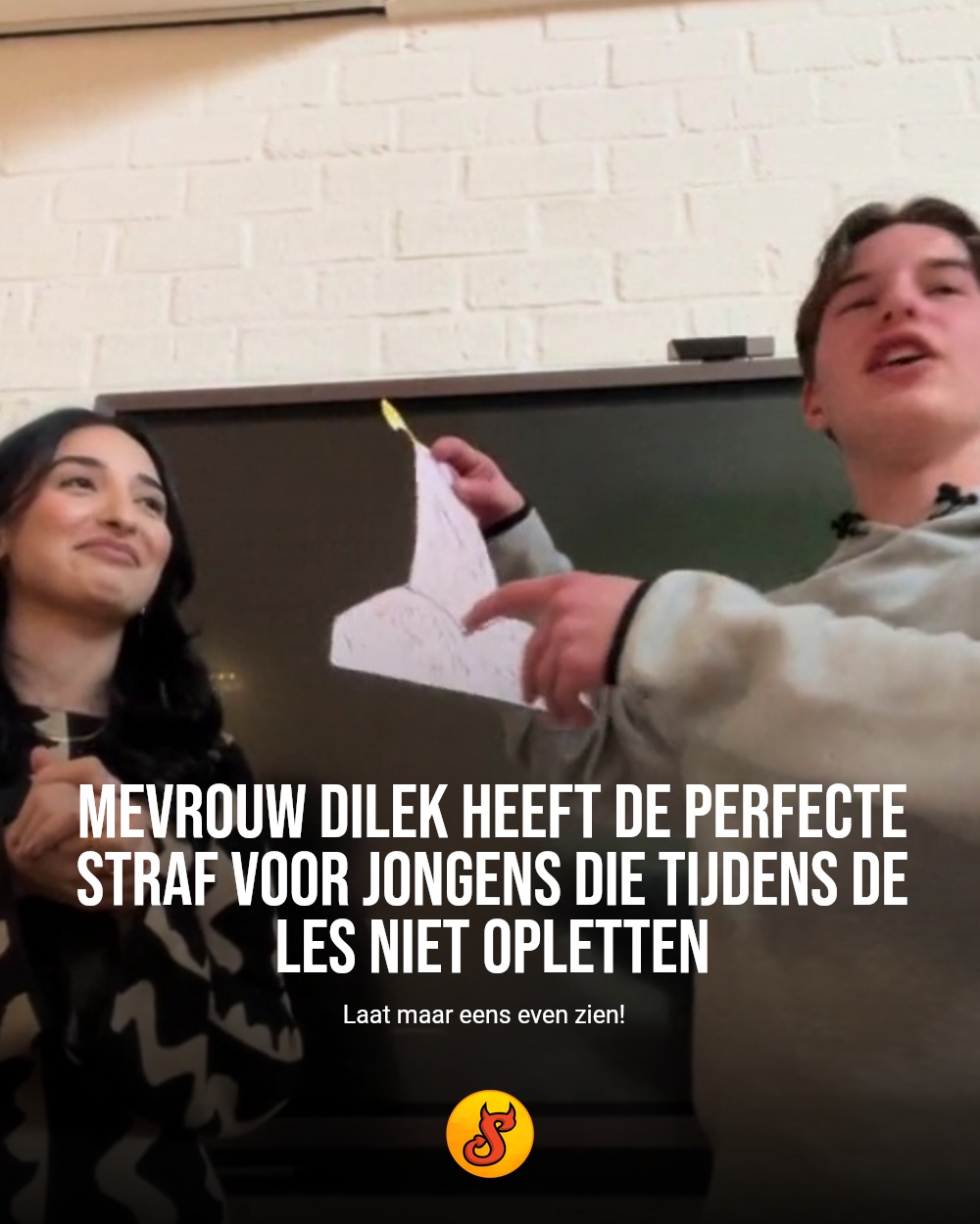 Mevrouw Dilek heeft de perfecte straf voor jongens die tijdens de les niet opletten