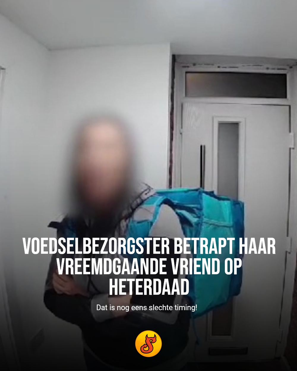 Voedselbezorgster betrapt haar vreemdgaande vriend op heterdaad