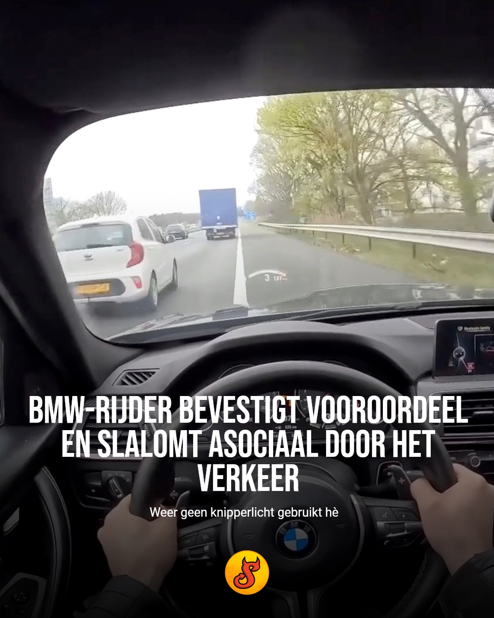 BMW-rijder bevestigt vooroordeel en slalomt asociaal door het verkeer