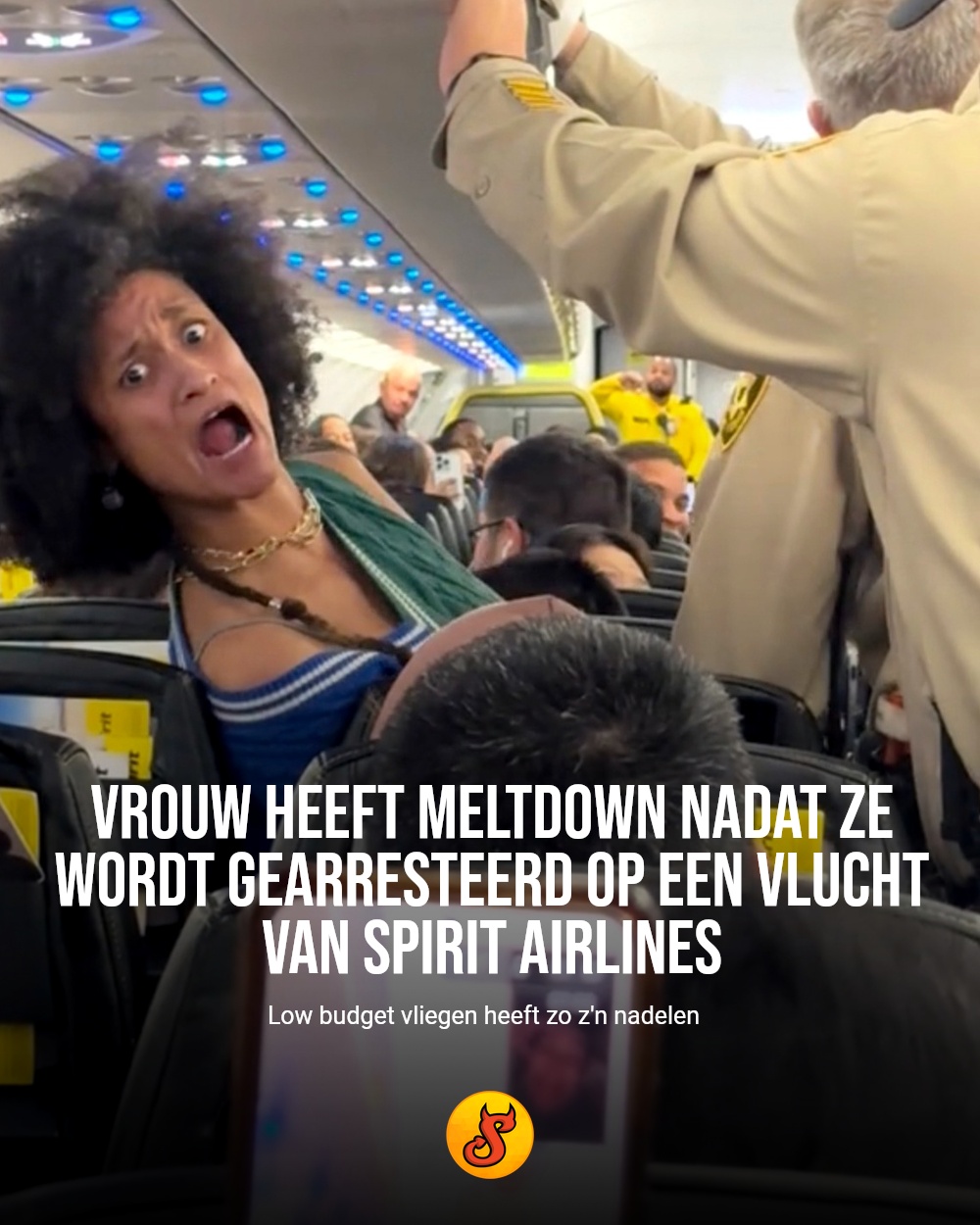 Vrouw heeft meltdown nadat ze wordt gearresteerd op een vlucht van Spirit Airlines