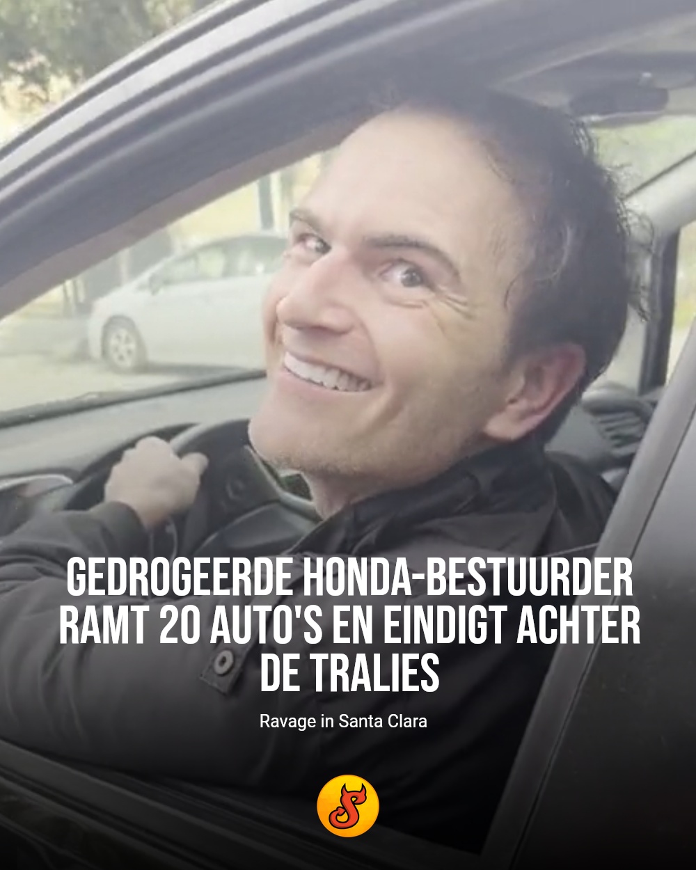 Gedrogeerde Honda-bestuurder ramt 20 auto's en eindigt achter de tralies
