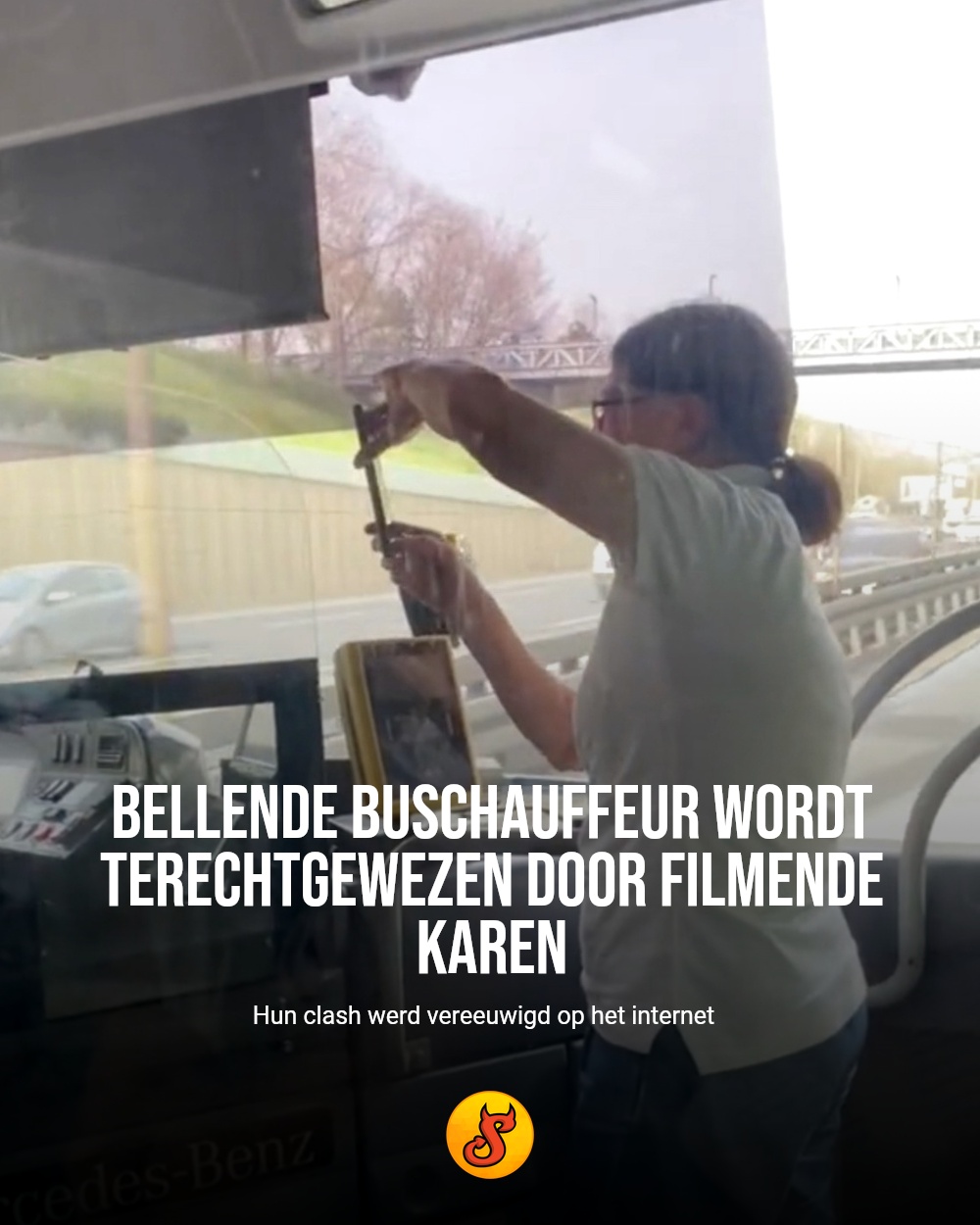 Bellende buschauffeur wordt terechtgewezen door filmende Karen