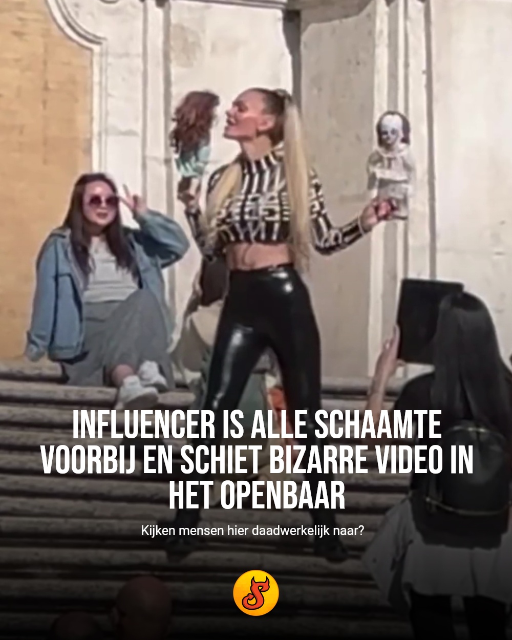 Influencer is alle schaamte voorbij en schiet bizarre video in het openbaar