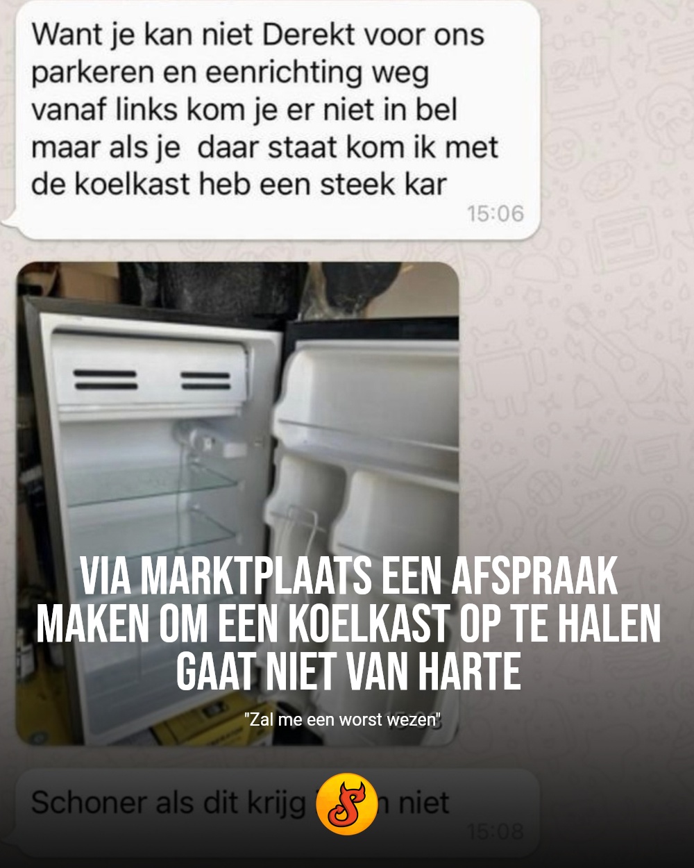 Via Marktplaats een afspraak maken om een koelkast op te halen gaat niet van harte