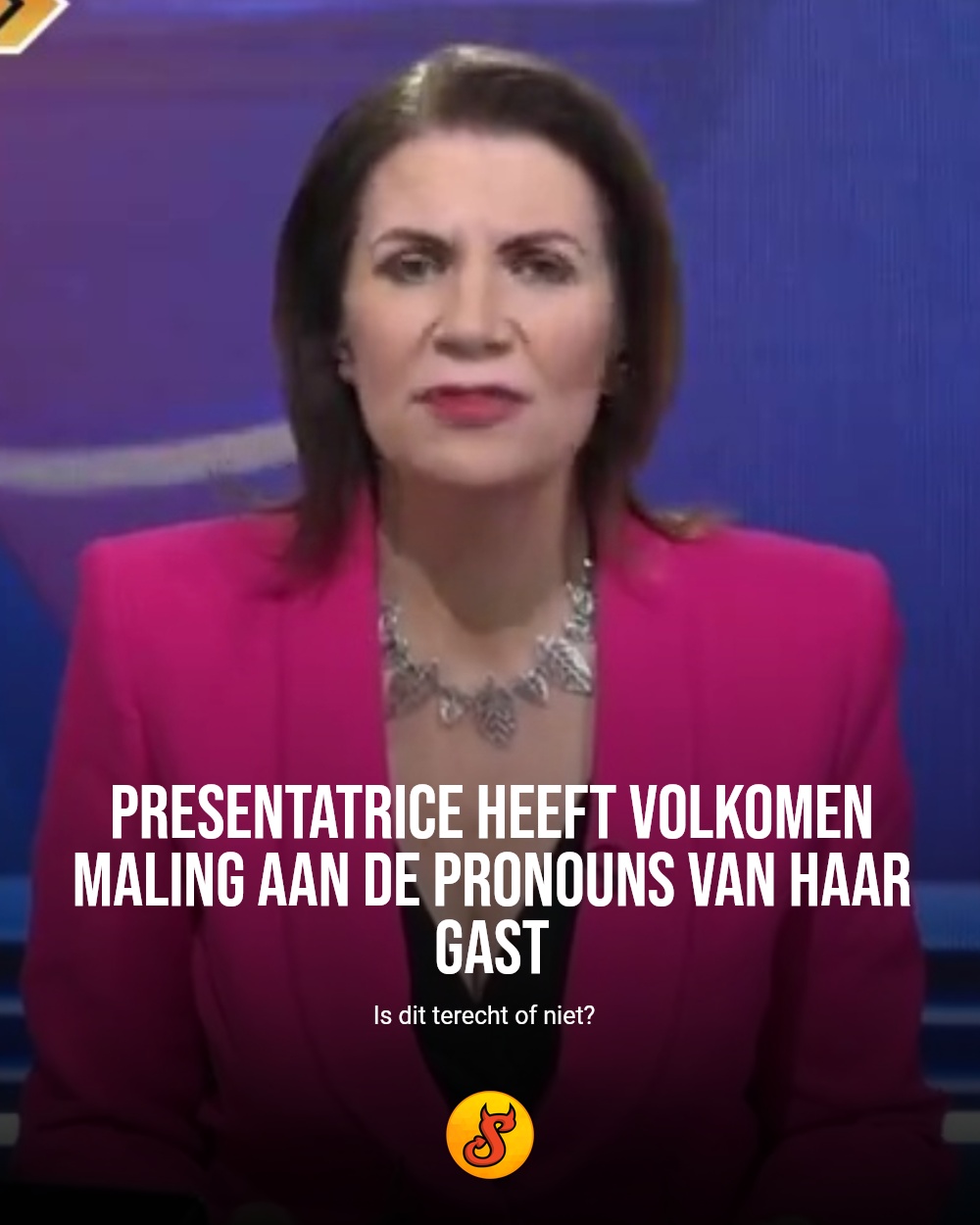 Presentatrice heeft volkomen maling aan de pronouns van haar gast