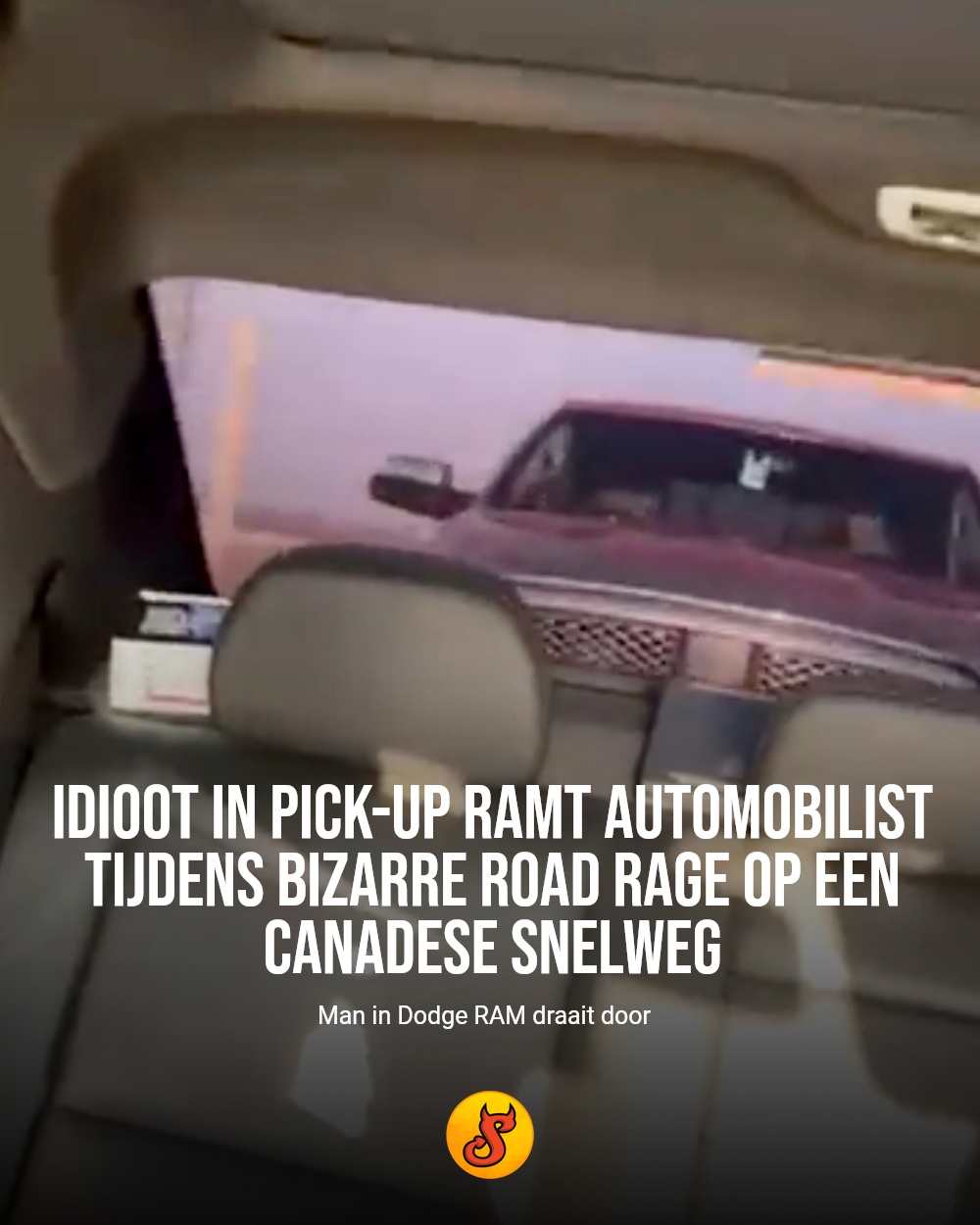 Idioot in pick-up ramt automobilist tijdens bizarre road rage op een Canadese snelweg