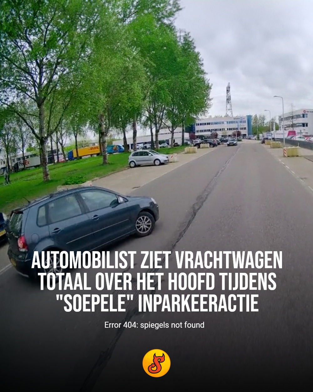 Automobilist ziet vrachtwagen totaal over het hoofd tijdens "soepele" inparkeeractie