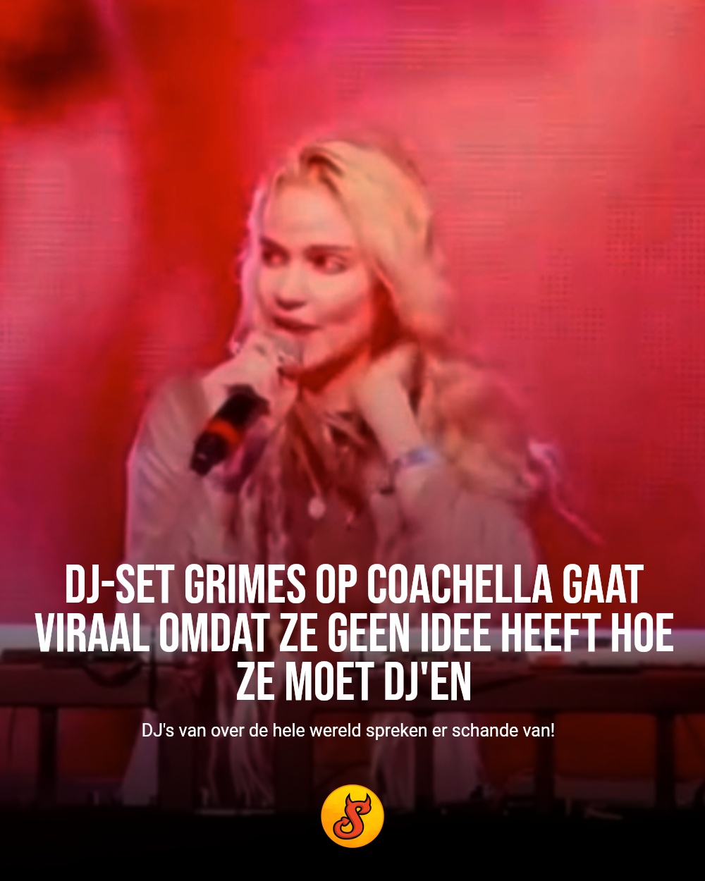DJ-set Grimes op Coachella gaat viraal omdat ze geen idee heeft hoe ze moet DJ'en