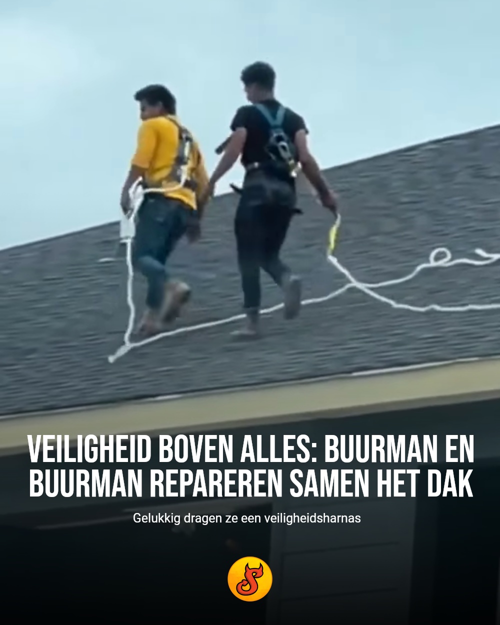 Veiligheid boven alles: Buurman en Buurman repareren samen het dak