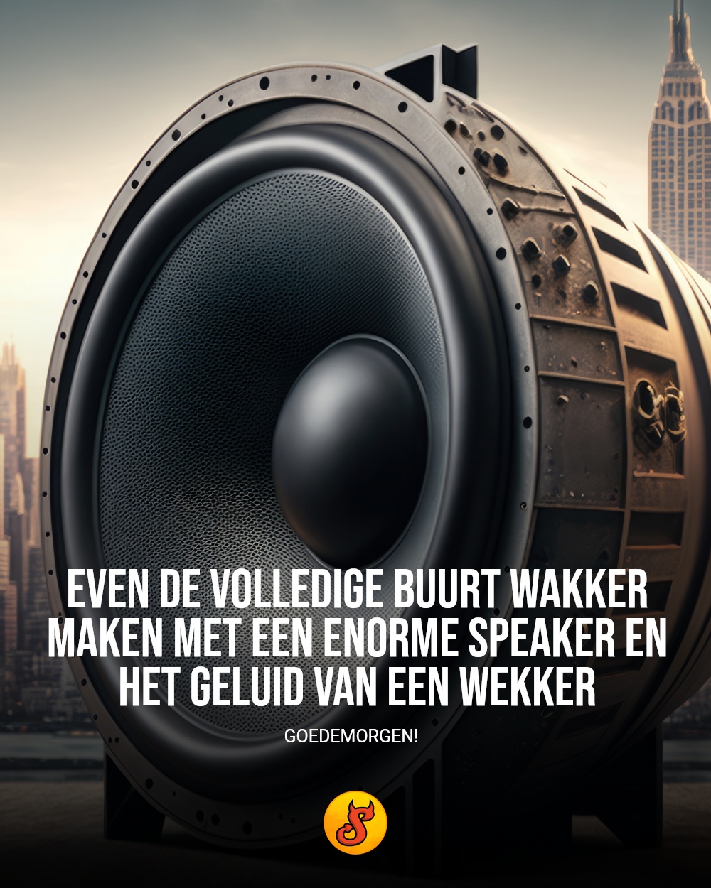 Even de volledige buurt wakker maken met een enorme speaker en het geluid van een wekker