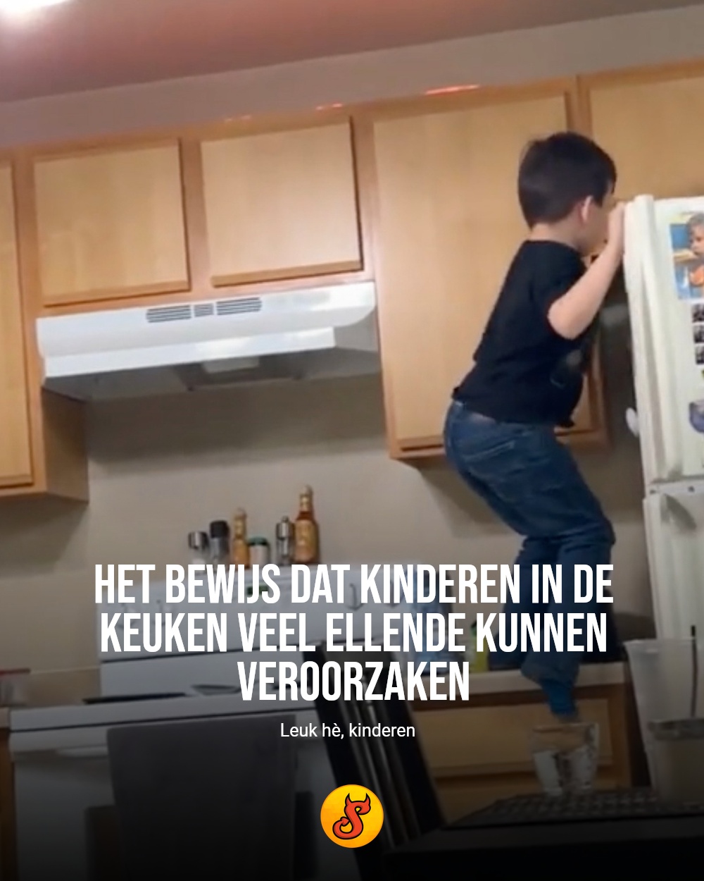 Het bewijs dat kinderen in de keuken veel ellende kunnen veroorzaken