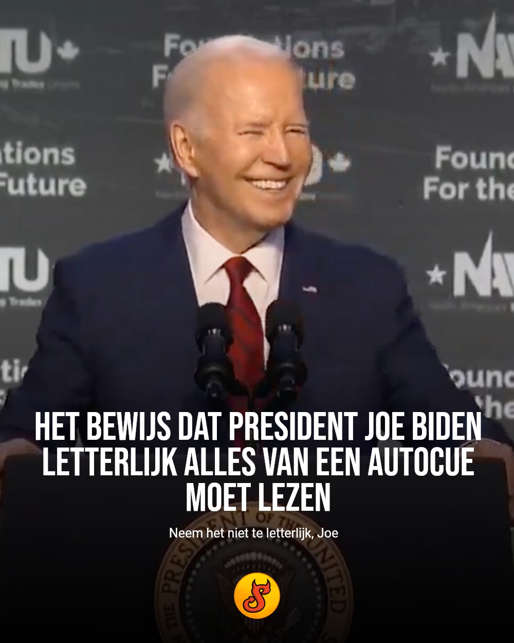 Het bewijs dat president Joe Biden letterlijk alles van een autocue moet lezen