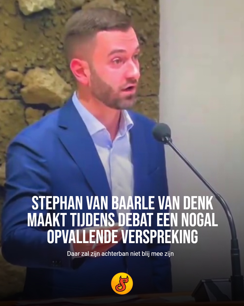 Stephan van Baarle van DENK maakt tijdens debat een nogal opvallende verspreking