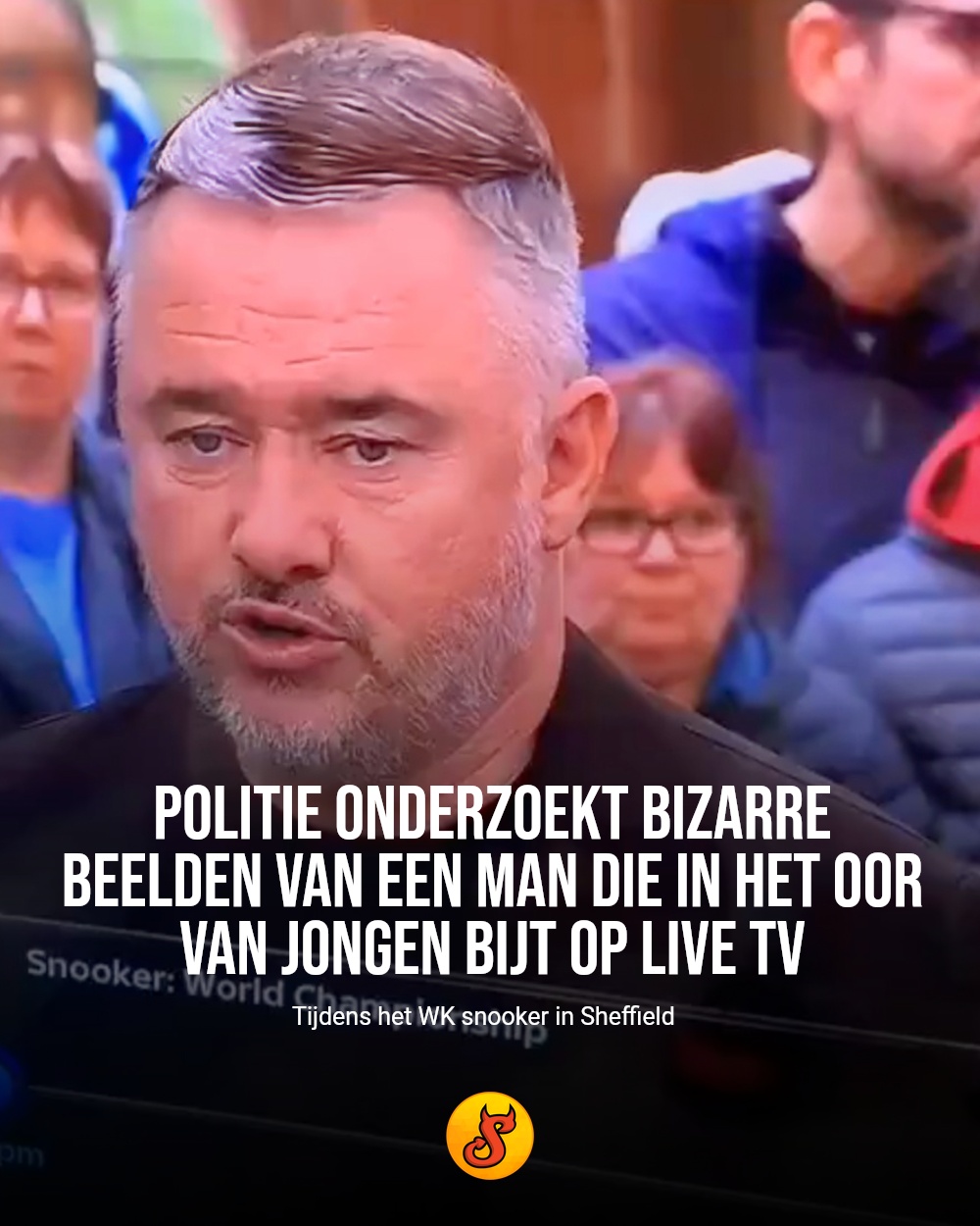 Politie onderzoekt bizarre beelden van een man die in het oor van jongen bijt op live tv