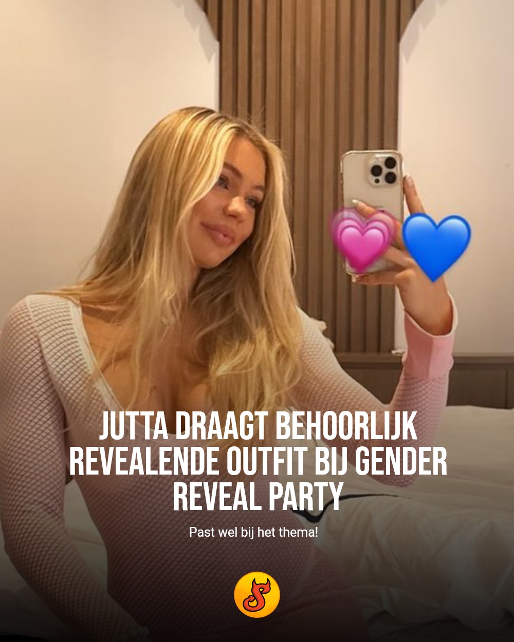 Jutta draagt behoorlijk revealende outfit bij gender reveal party